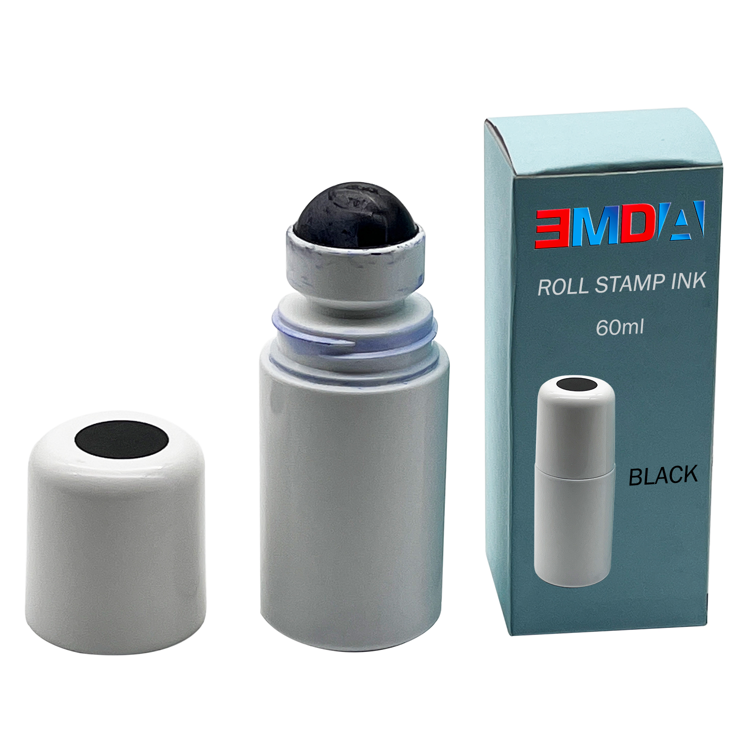 High quality personalized 60ml ink pad roller ball bottle custom design plastic bottle black color liquid permanent stamp ink